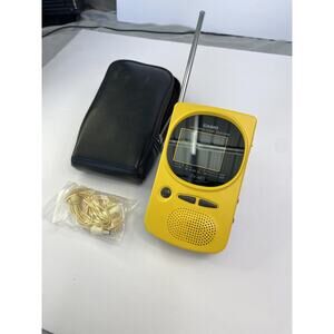 Vintage Casio Yellow TV-480 LCD Pocket Color Television Analog Tested Working